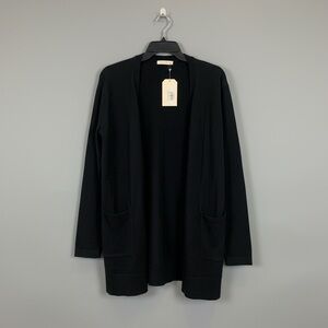 Classic Black Open Front Cardigan